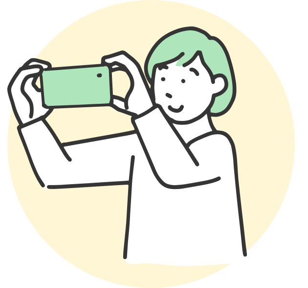 お家の写真を撮る人のイラスト