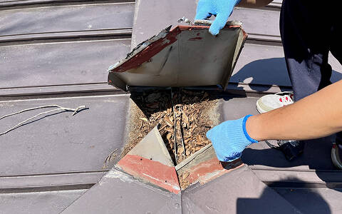 雨どいの外れ写真