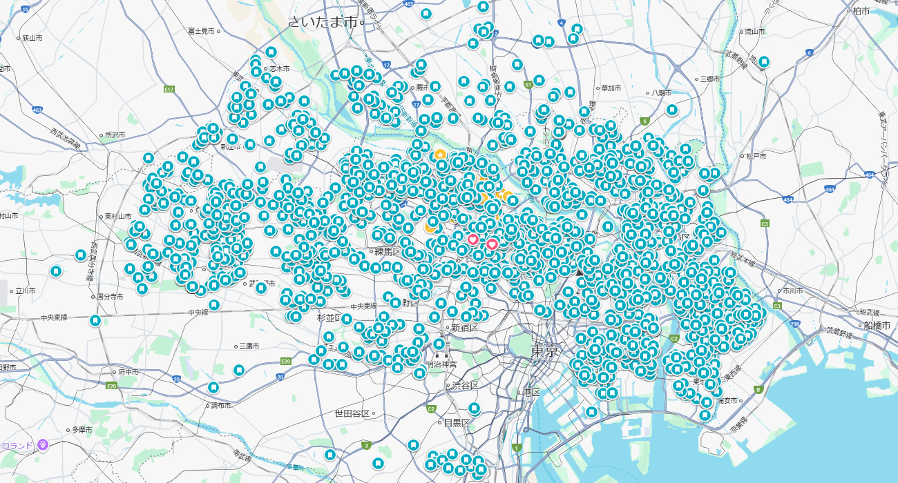 施工実績の地図